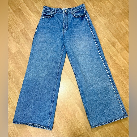 Reformation Denim - Reformation Blue Flare Jeans with Stud Accents